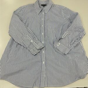 Lane Bryant Blue and White Striped Dress Shirt